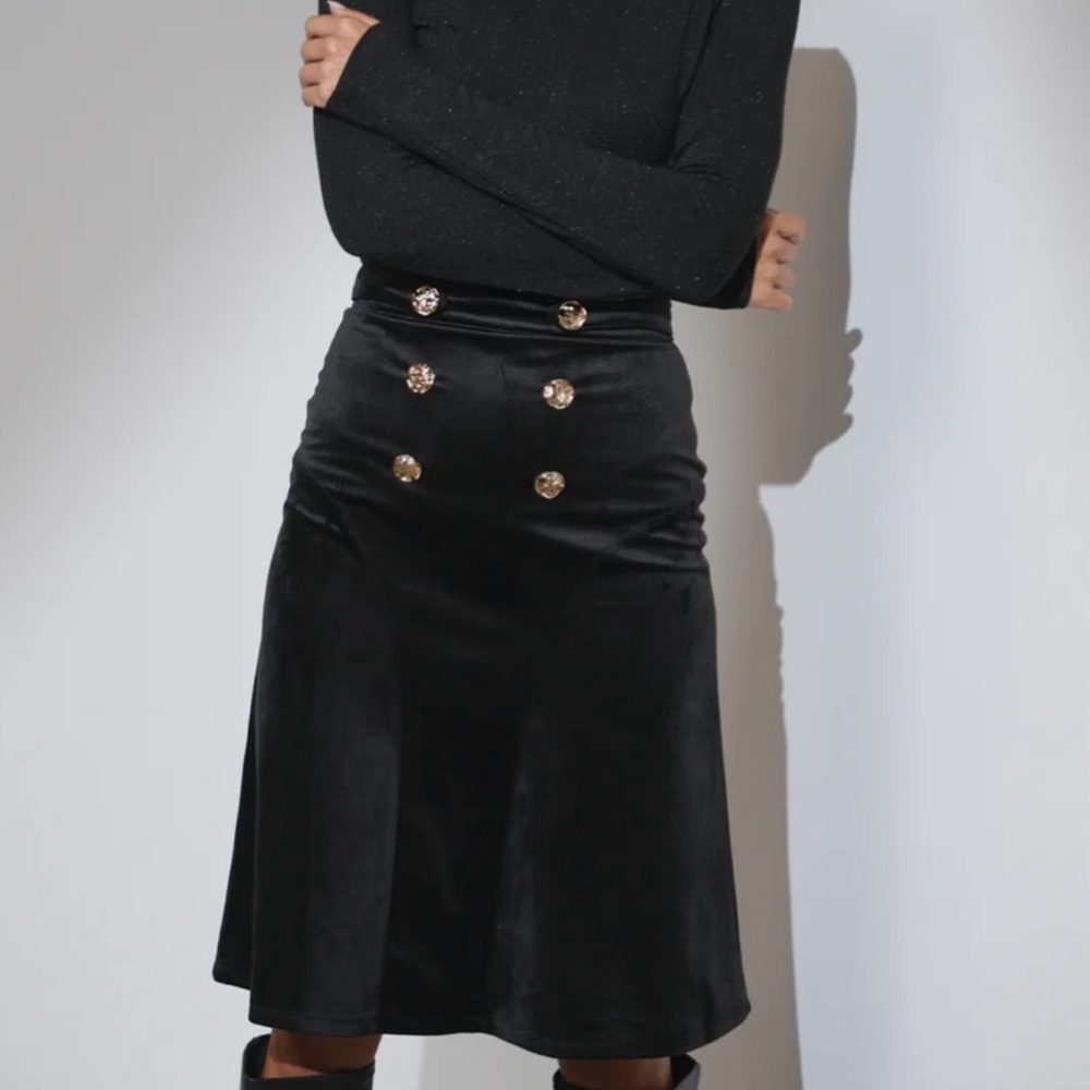 Velvet Gold Buttoned Skirt